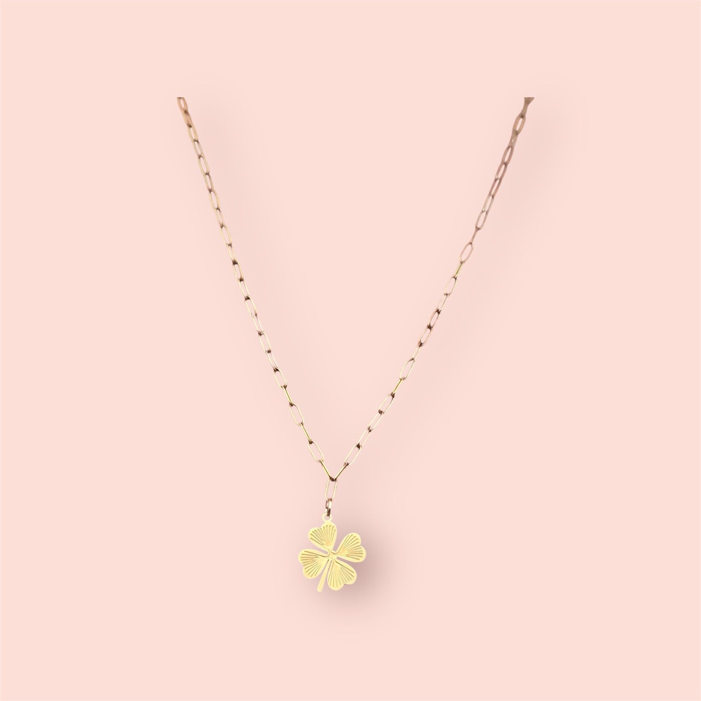 Ketting met klaver vier hanger goud kleur