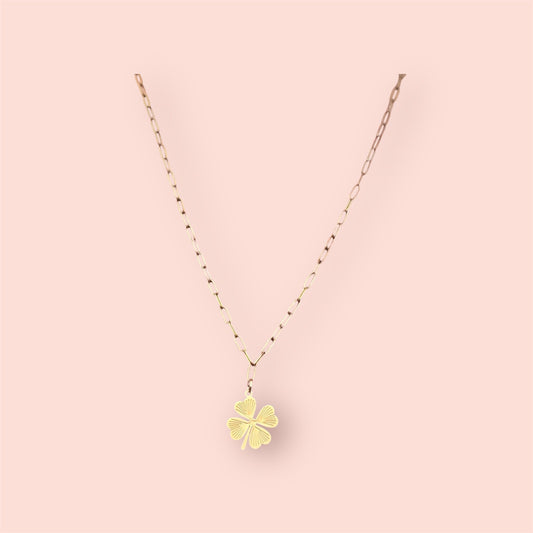Ketting met klaver vier hanger goud kleur